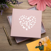 40th Birthday Pink Photo Album Gift With Butterflies 50 x 6" x 4" Photos